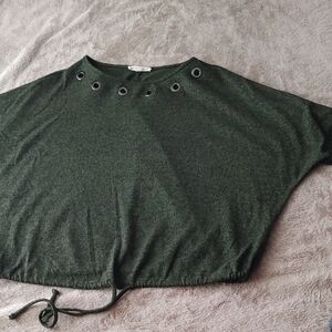 Parallel Skies Forest Green Grommet Drawstring Sweatshirt Sz SM